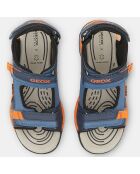 Sandales Borealis à scratchs bleu/orange